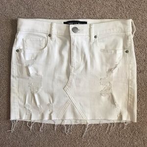 White Distressed Mini Skirt
